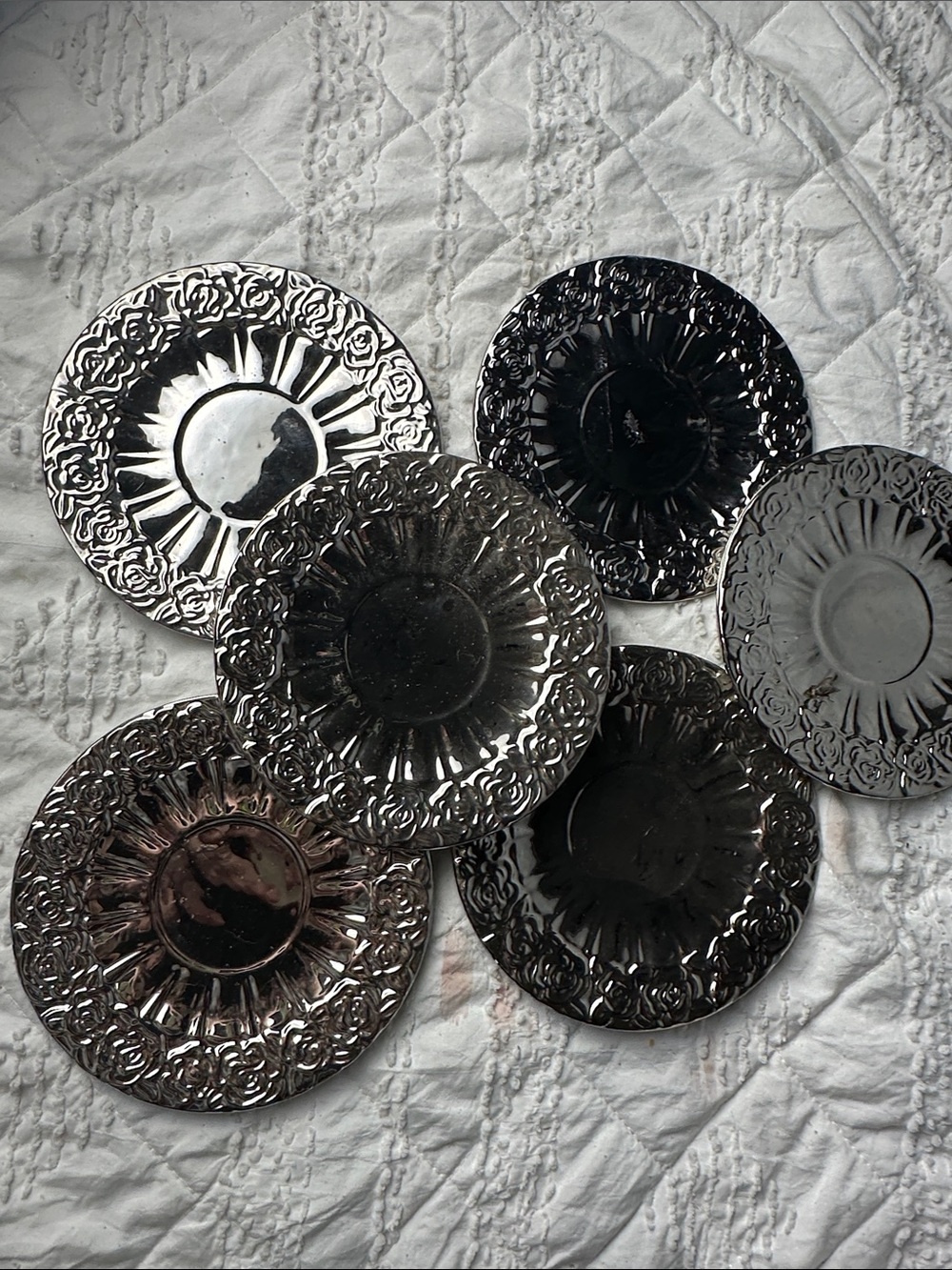 6 Sliver Charger or Trinket Plates 6in.